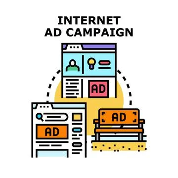 Internet ad campaign distributing digital marketing promotions Stock Illustration