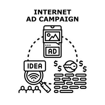 Internet ad campaign planning and optimization process Illustration