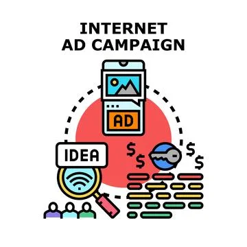 Internet ad campaign planning and optimization process Illustration