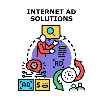 Internet ad solutions concept for online promotion イラスト素材