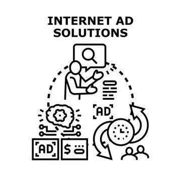 Internet ad solutions concept for online promotion イラスト素材