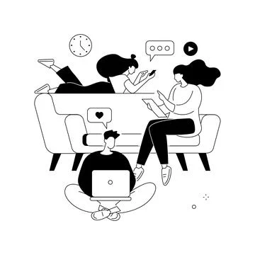 Internet addiction abstract concept vector illustration. Illustrazione stock