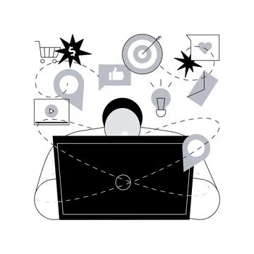 Internet addiction abstract concept vector illustration. Illustrazione stock