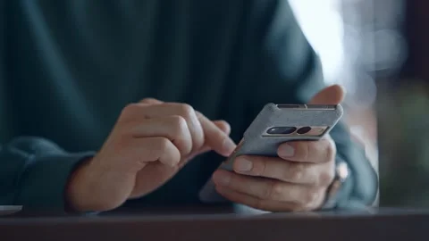 Internet Addiction And Mobile Gadgets Overuse, Closeup Of Male User Hands With Stock-Footage 343408535