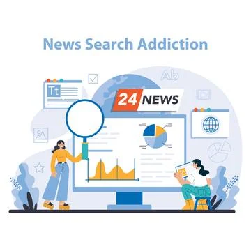 Internet addiction concept. Flat vector illustration. Stockillustratie