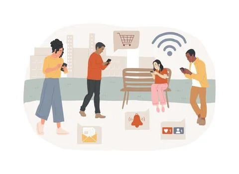 Internet addiction isolated concept vector illustration. Stock Illustration