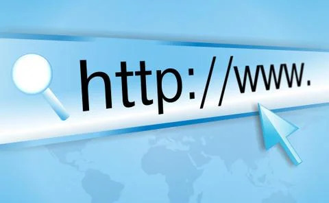 Internet address, computer screen Illustrazione stock