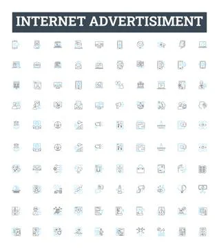 Internet advertisiment vector line icons set. Online, Ad, Advertising, Digital Illustrazione stock