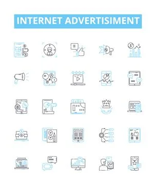 Internet advertisiment vector line icons set. Online, Ad, Advertising, Digital Illustrazione stock
