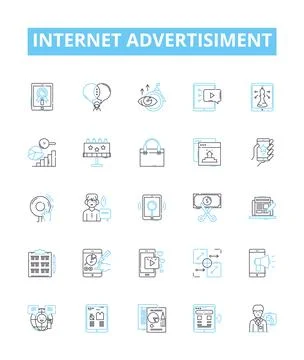 Internet advertisiment vector line icons set. Online, Ad, Advertising, Digital Illustrazione stock