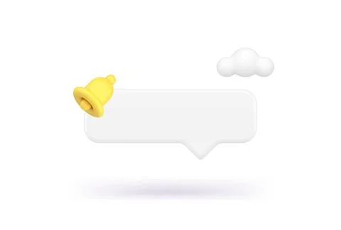 Internet alert notification quick tips empty bar speech bubble ring bell 3d i Stock Illustration