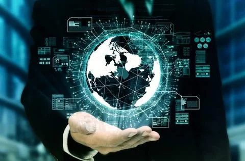  Internet and big data technology concept A businessman showing internet b... 스톡 사진