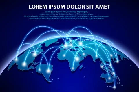 Internet and global connection background. Abstract network banner concept with Illustrazione stock
