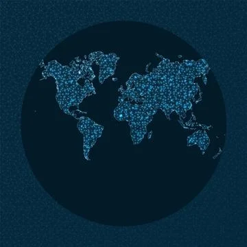 Internet and global connections map. Van Der Grinten projection. World Netw.. Illustrazione stock