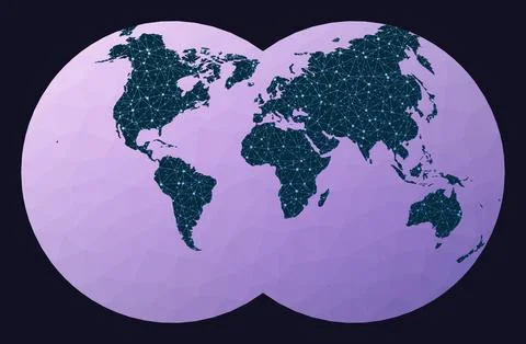 Internet and global connections map. Van der Grinten IV projection. World n.. Illustrazione stock