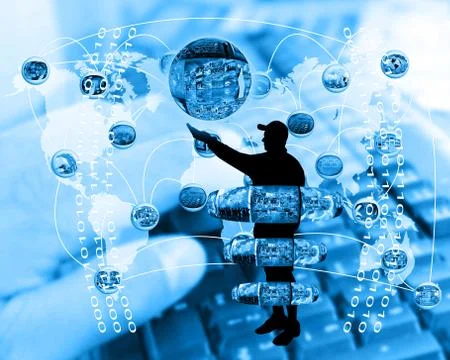 Internet and humanity Stock Illustration