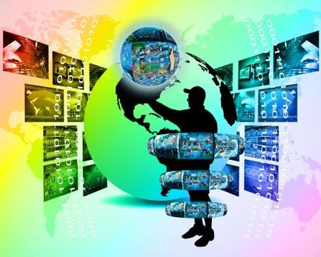 Internet and humanity Stock Illustration