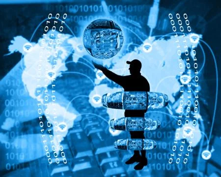 Internet and humanity Stock Illustration
