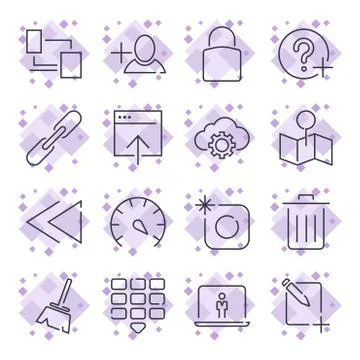 Internet and IT internet technology . Universal icons for web, programs, apps Stock Illustration