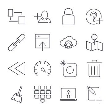 Internet and IT internet technology . Universal icons for web, Illustrazione stock