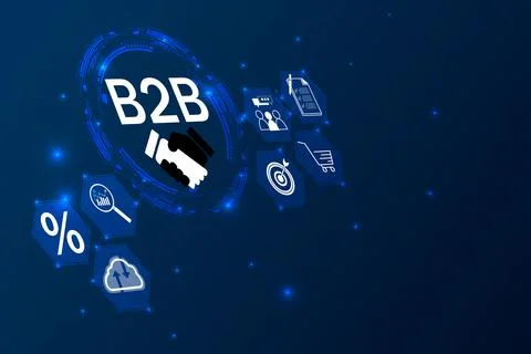 Internet and network concept. B2B Business company commerce technology mark.. Illustrazione stock