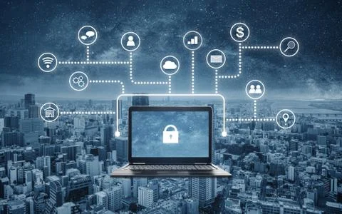 Internet and online network security system Stock Photos