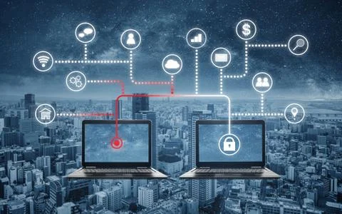 Internet and online network security system Stock Photos