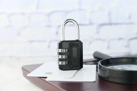 Internet and security safety concept with padlocked on computer keyboard Stock Photos