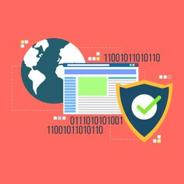 Internet and web security concept flat style illustration Illustrazione stock