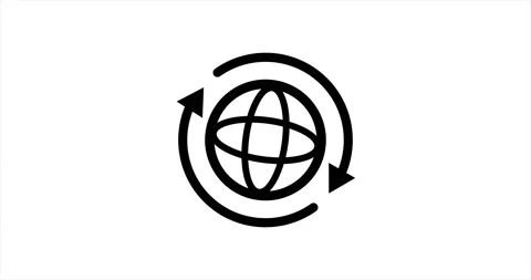 Internet animated. Globe with 2 sync arrows.  4k video 動画素材 153136045