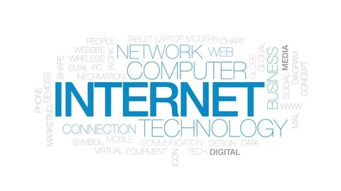 Internet animated word cloud, text design animation. Kinetic typography. Stock Footage 77054832