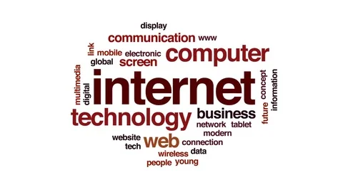 Internet animated word cloud, text design animation. Stock Footage 78872933