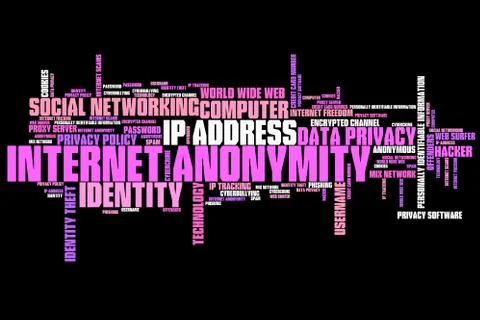 Internet anonymity issues and concepts word cloud illustration. Word collage  스톡 일러스트