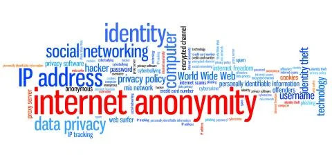 Internet anonymity issues and concepts word cloud illustration. Word collage  스톡 일러스트
