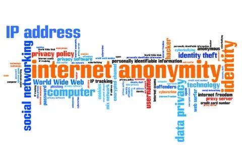 Internet anonymity issues and concepts word cloud illustration. Word collage  イラスト素材