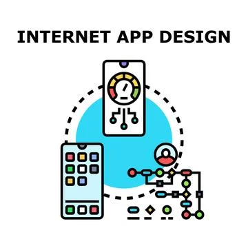Internet app design and development process concept イラスト素材