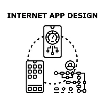 Internet app design and development process concept Stock Illustration