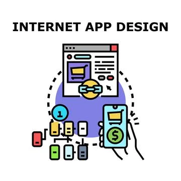Internet app design planning development process Stock Illustration