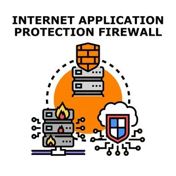 Internet application protection firewall concept protecting servers Stock Illustration