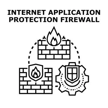 Internet application protection firewall security concept illustration Stock Illustration