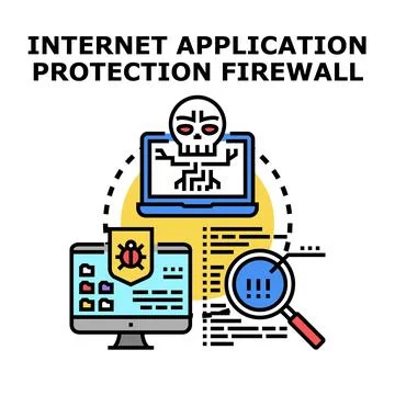 Internet application protection firewall vector concept Stockillustratie
