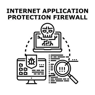 Internet application protection firewall vector concept Stock Illustration