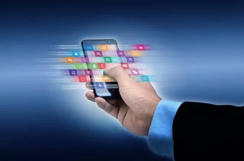 Internet application on smart phone Stock Photos