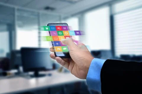 Internet application on smart phone Stock Photos