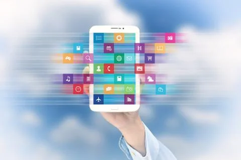 Internet application on smart phone Stock Photos