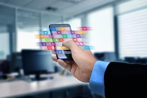 Internet application on smart phone Stock Photos
