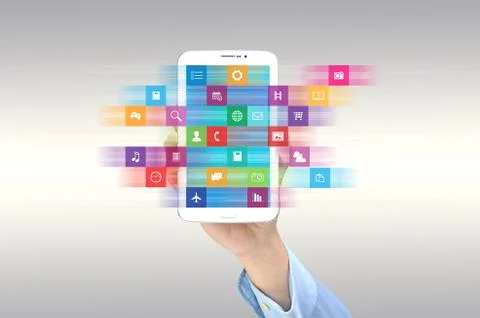 Internet application on smart phone Stock Photos