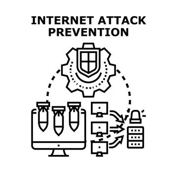 Internet attack prevention protecting digital data and network Stockillustratie