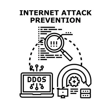 Internet attack prevention system detecting network threats Stock Illustration