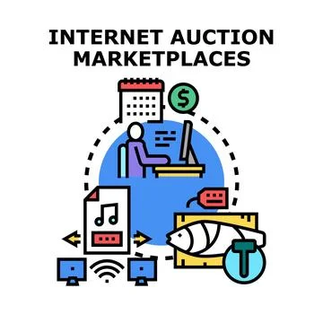 Internet auction marketplace concept vector illustration Stock Illustration